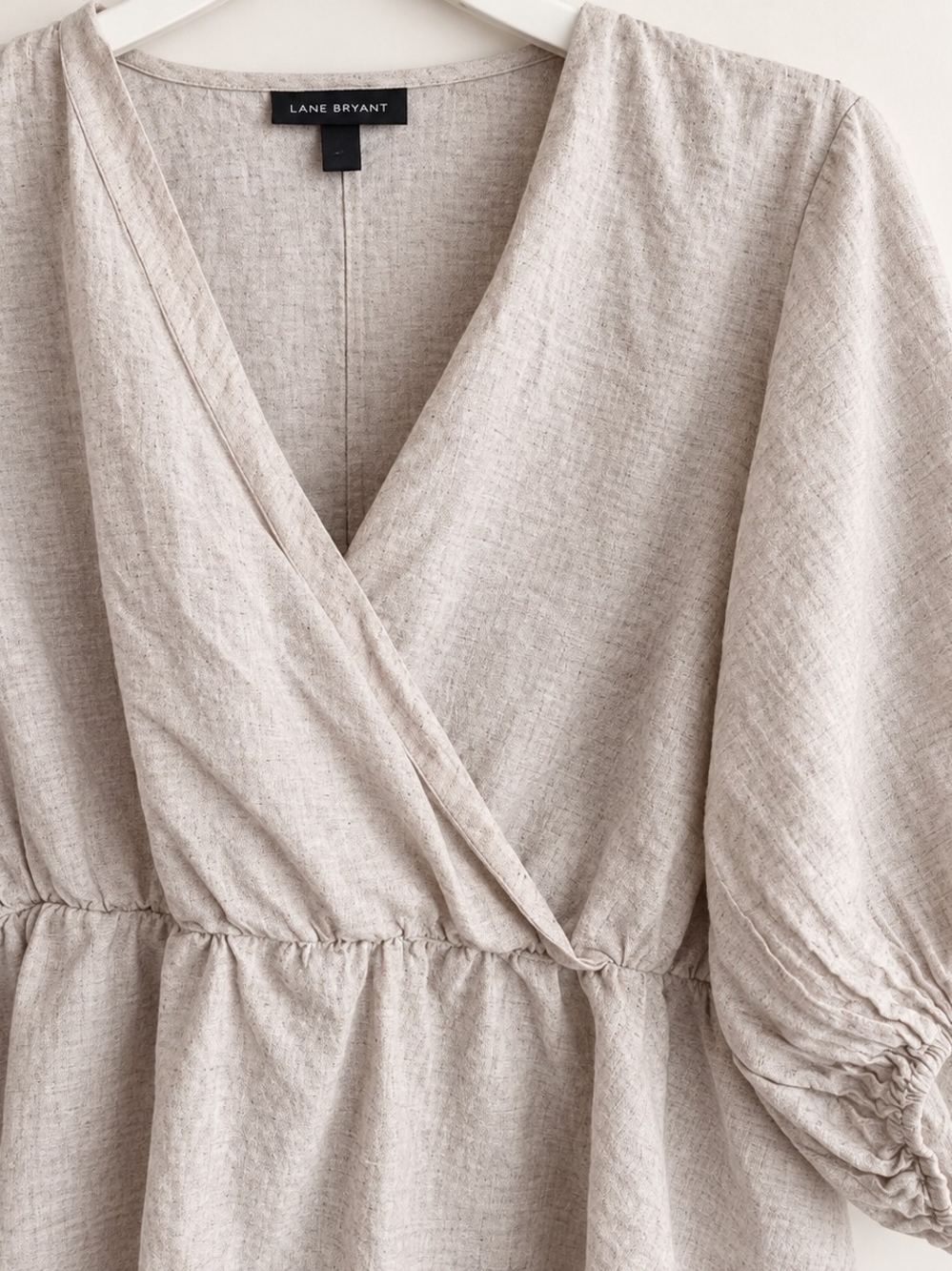 Lane Bryant Natural Beige Wrap Peplum Tunic